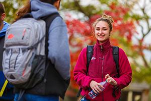 Girl smiling on campus