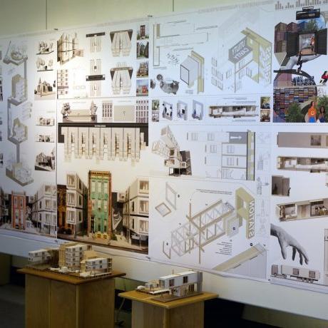 Architecture work displayed in a gallery